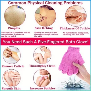 JoyTray ถุงมืออาบน้ำ ถุงมือขัดผิวอาบน้ำ ขจัดเซลล์ผิวเก่า พร้อมส่ง Glove-style bath towel Shower Gloves