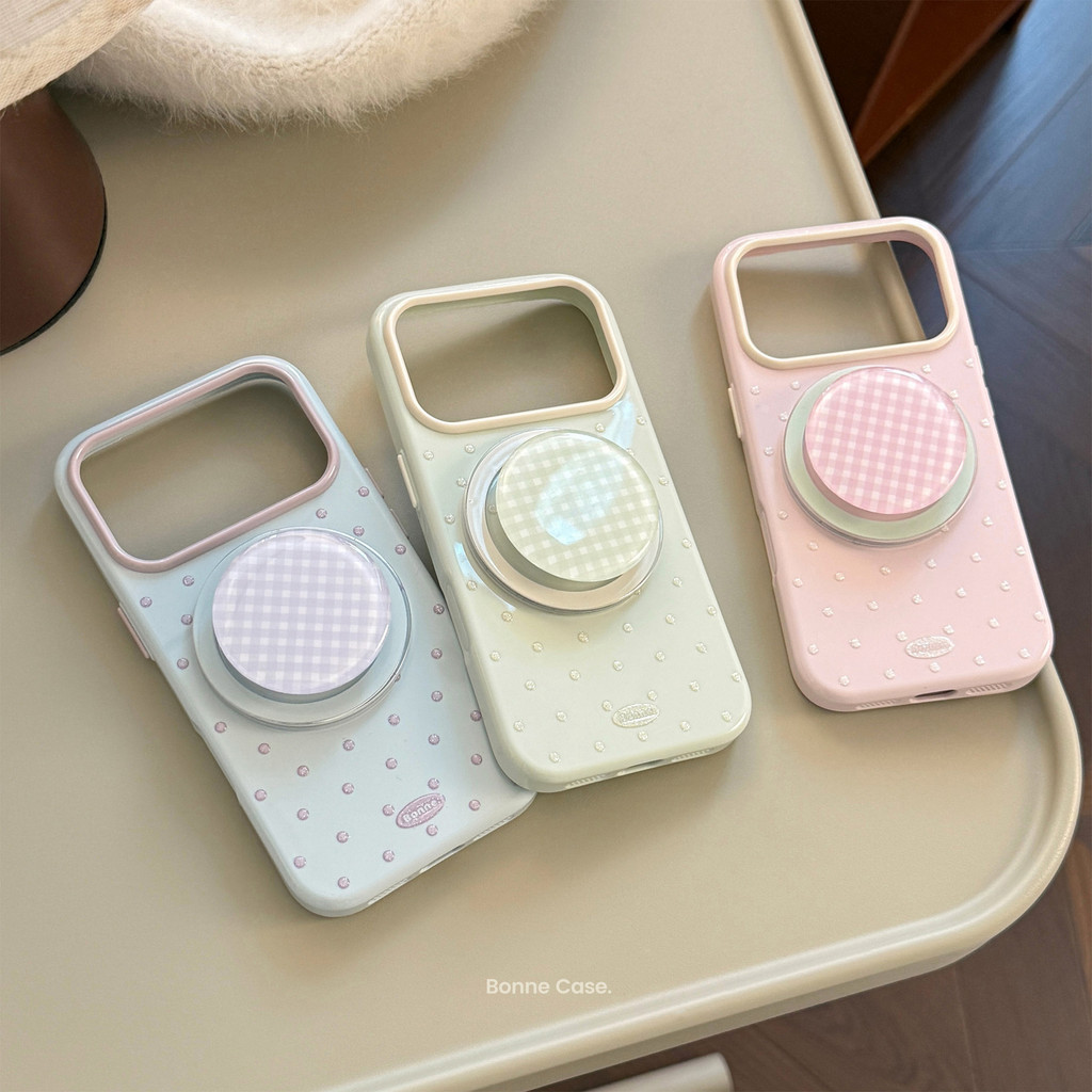 Simple ins Polka Dot เหมาะสําหรับ Apple 17pro max เคสโทรศัพท์ iphone16 นูน Glitter 15 วงเล็บแม่เหล็ก