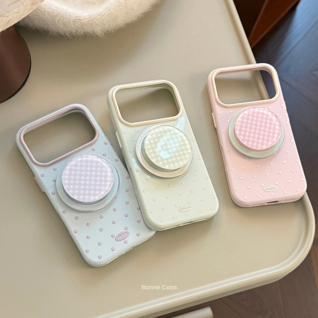 Simple ins Polka Dot เหมาะสําหรับ Apple 17pro max เคสโทรศัพท์ iphone16 นูน Glitter 15 วงเล็บแม่เหล็ก