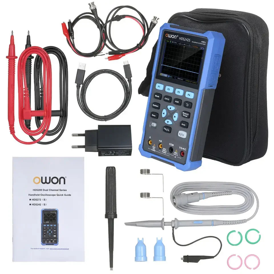 อุตสาหกรรม OWON HDS242S Handheld Digital Oscilloscope 2 ช่อง 40MHz 250MSa/s ตัวอย่างสัญญาณเครื่องกํา