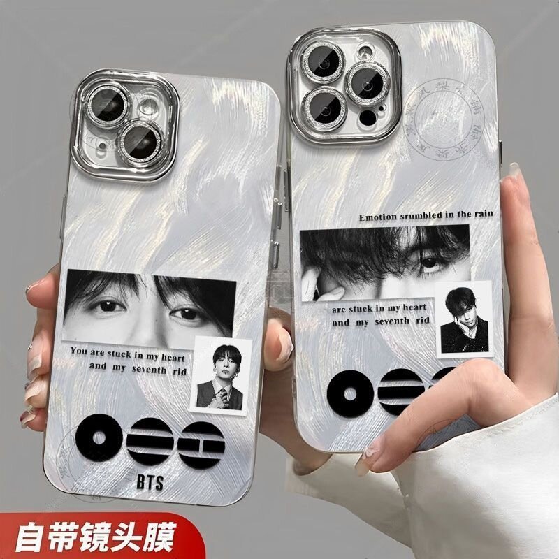 BTS Return Eye Kanda Jungkook BTS Feather Gauze เคสโทรศัพท์เหมาะสําหรับ iPhone17/12pro Apple 15/14/11/16promax/13promax/X/XsMax