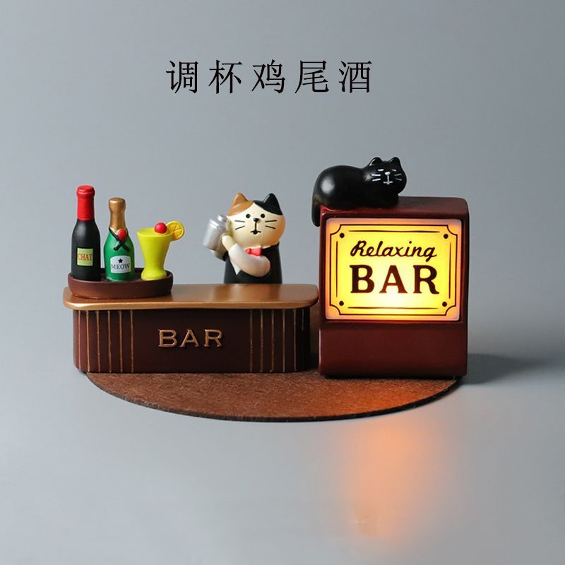 zakka日式猫吧灯调师可爱治愈系高级感吧台桌面潮玩摆礼物20260611 zakka Japanese-style cat bar lamp, cute and healing, high-end 