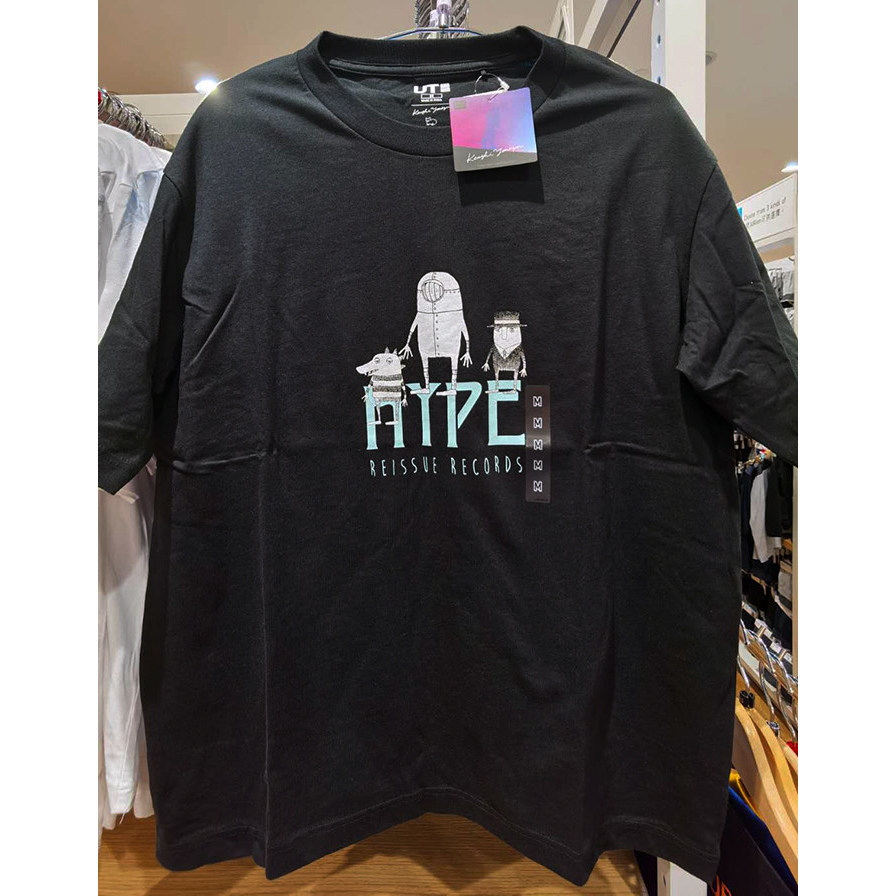 Hype Reissue Records Character Print U-T เสื้อยืดผู้ชายและผู้หญิง Indie Street Style ผ้าฝ้ายพรีเมี่ย