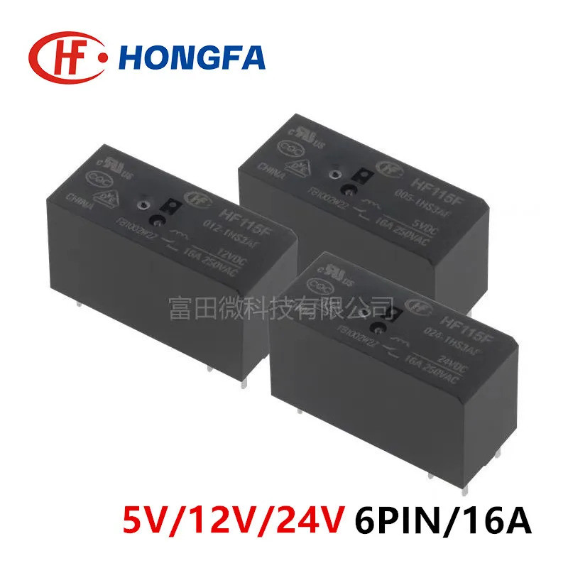 1 ชิ้น HONGFA รีเลย์ JQX HF115F-005-1HS3AF HF115F-012-1HS3AF HF115F-024-1HS3AF 1HS3A 6Pin 16A 5V 12V