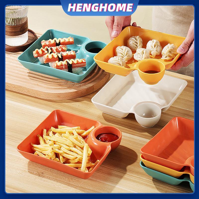 HENGHOME จานเกี๊ยวสี่เหลี่ยมขนาดใหญ่พร้อมน้ําส้มสายชูอวกาศ Sna Platter สร้างสรรค์แยกถาดแบ่งบนโต๊ะอาหารบนโต๊ะอาหารบนโต๊ะอาหารคริสต์มาส HENGHOME