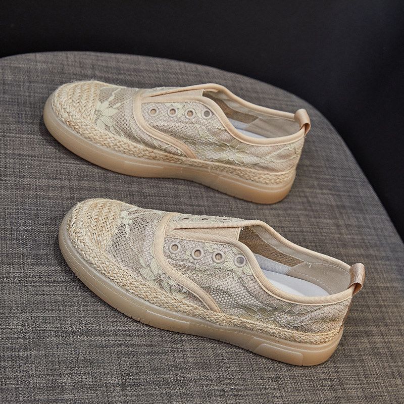 Lace Gauze Bucket Shoes Womens Flat Casual Flat Womens Shoes