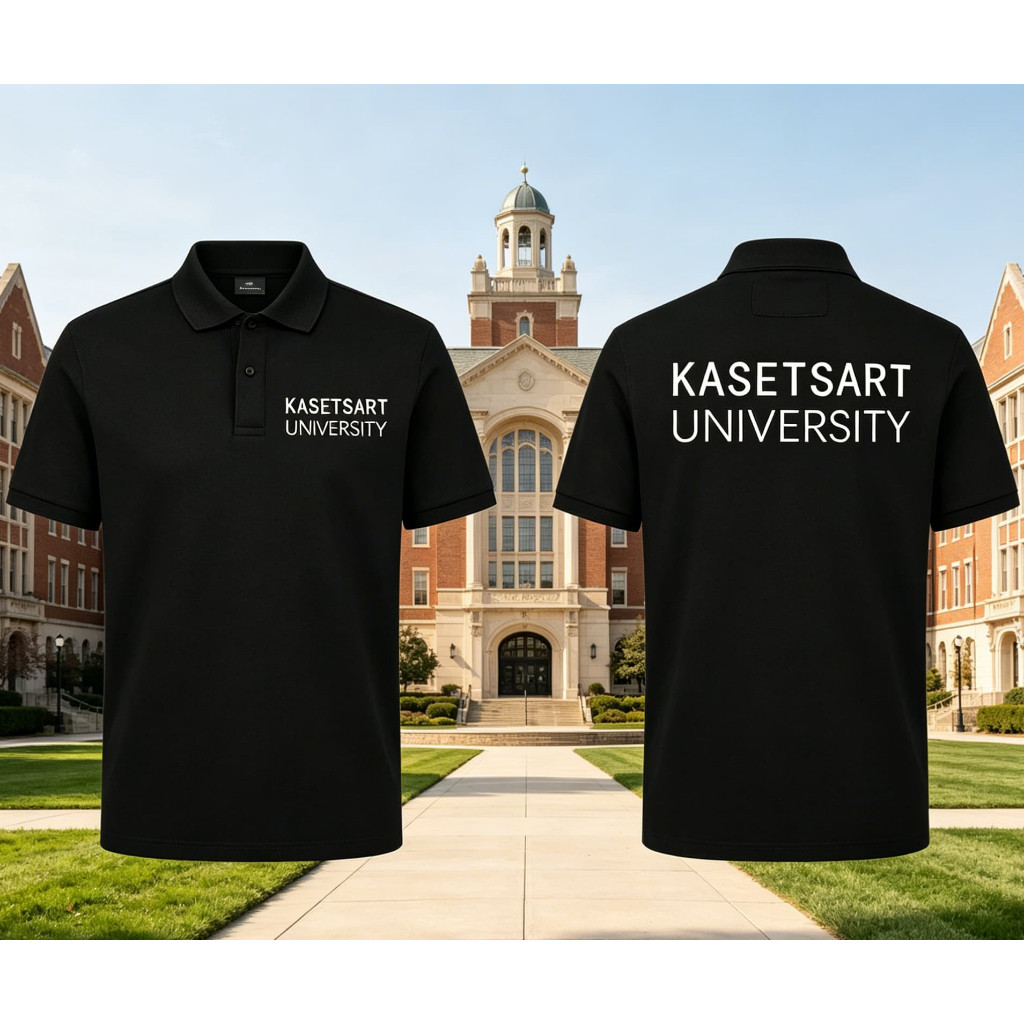 เสื้อโปโลพิมพ์ลายกราฟิก มหาวิทยาลัยเกษตรศาสตร์ (ประเทศไทย) ผ้าฝ้ายแท้ แขนสั้น ใส่ได้ทั้งชายและหญิง (ไซส์ S–3XL)