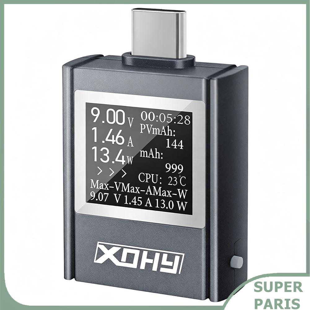 Superparis Aolidsive เครื่องทดสอบ USB C 4.5V ถึง 50V 12A แบบสองทิศทางหน้าจอสี Power Meter สำหรับโทรศ