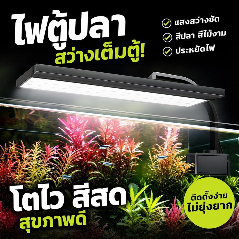 ไฟตู้ปลา LED เต็มสเปกตรัม แสงขาวสว่างสูง ปลูกไม้น้ำ