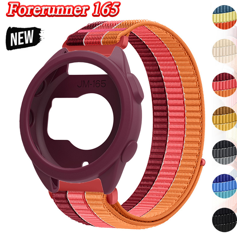 เคสซิลิโคน + สายไนลอนสําหรับผู้เบิกทาง Garmin 165 Breathable Braided Band สําหรับ Forerunner 165 Hollow Sport Cover Shell