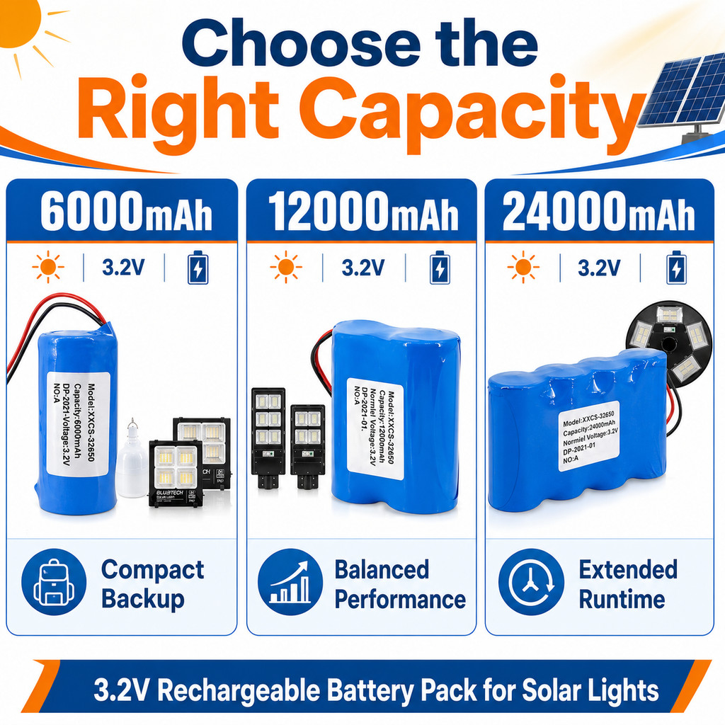 แบตเตอรี่โคมไฟโซล่าเซลล์ 3.2V 12000mAh สำหรับไฟถนน LED ประหยัดพลังงาน ใช้งานคุ้มค่า พร้อมใ