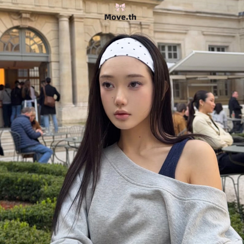 ในไทย-พร้อมส่ง✨ที่คาดผมสไตล์วินเทจ ลายจุด ทันสมัย ​​ขอบกว้าง ยืดหยุ่นสูง นุ่ม-Move