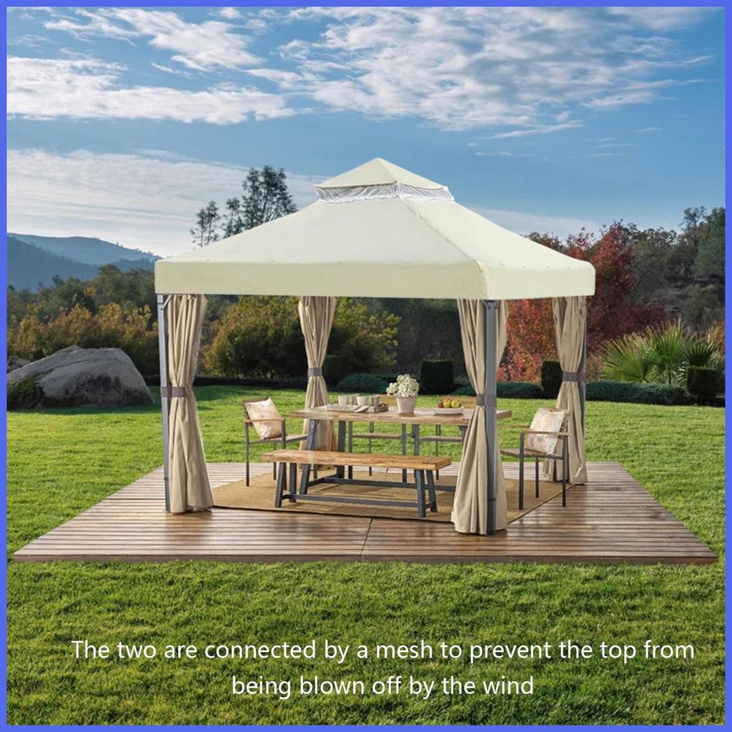 Gazebo ฝาครอบเปลี่ยน 10x10 FT Heavy Duty ป้องกันรังสียูวีกลางแจ้ง Canopy เปลี่ยนฝาครอบสําหรับลานกลาง