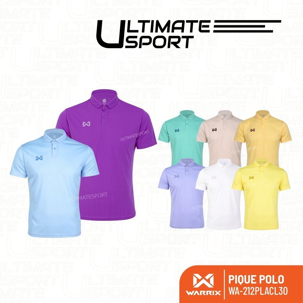 WARRIX รุ่น PIQUE (WA-212PLACL30) เสื้อโปโล วอริกซ์ คอปก ใส่สบาย ไม่มีกระเป๋า ไม่ต้องรีด สีม่วง/ฟ้า