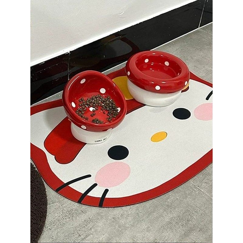 Hello kitty Cat Placemat กันน้ํา Oilproof พรมปูพื้นสัตว์เลี้ยง Anti-slip Eating MAT อาหารแมวชาม MAT 