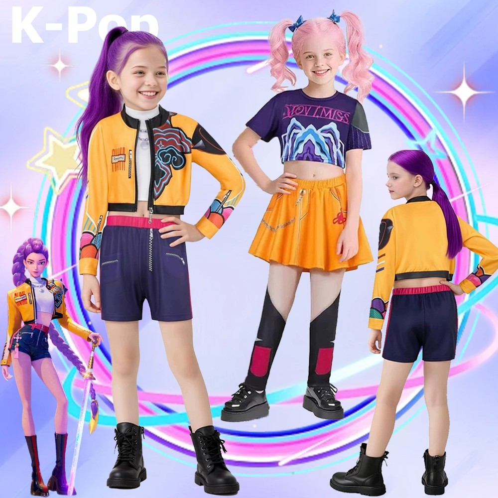 KPOP Demon Hunters ชุดคอสเพลย์, Rumi Zoey Mira อะนิเมะชุดชุดสําหรับเด็ก