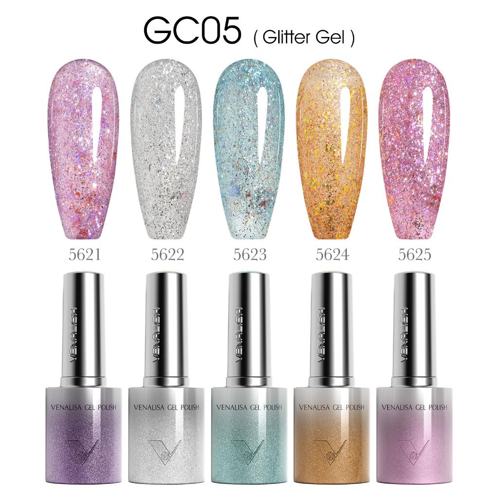 🔥พร้อมส่ง Hema & TPO Free🔥 สีเจล GC05 Venalisa  เซต 5 สี    10 ml  Hema Free & TPO Free