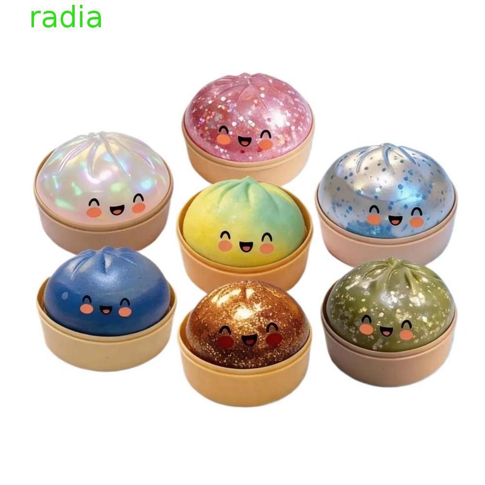 RADIANTZAP Bun Sensory Balls, Dumpling-Shaped Glittering Dumpling Squis,สําหรับผ่อนคลายหยิกยักษ์สายรุ้งน่ารักนุ่ม Squishy ของเล่นเด็กของขวัญ