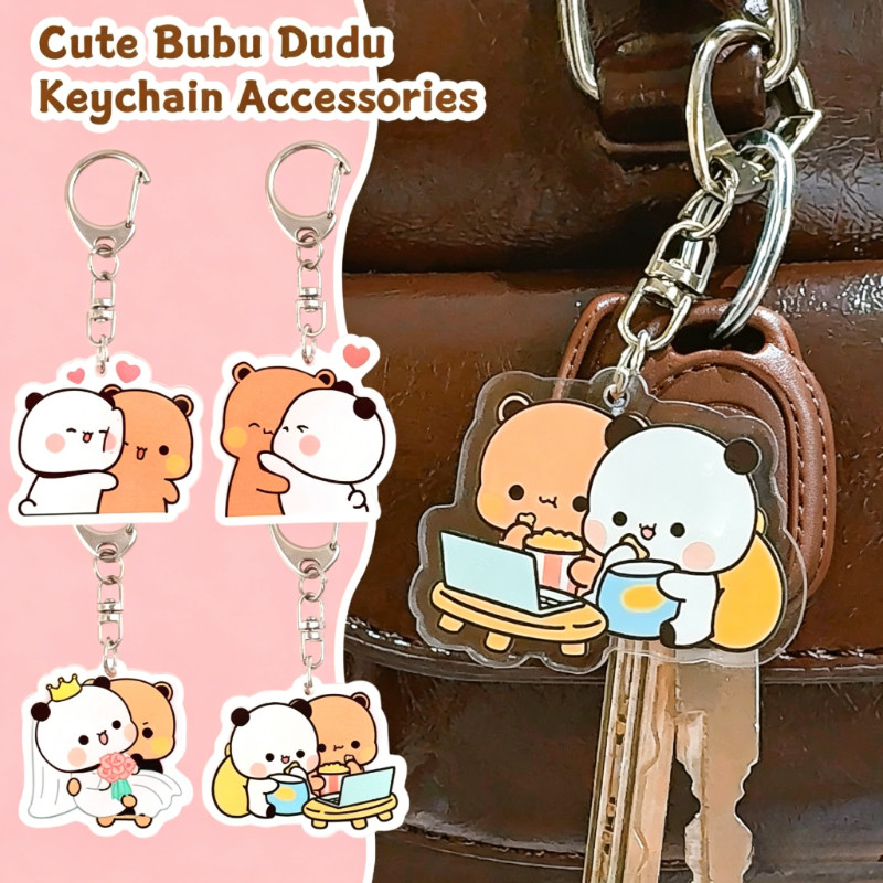 น่ารัก Bubu & Yier อะคริลิคพวงกุญแจ Bubu Dudu คู่จับคู่พวงกุญแจนักเรียนกระเป๋า Charm จี้ 一二布 key扣