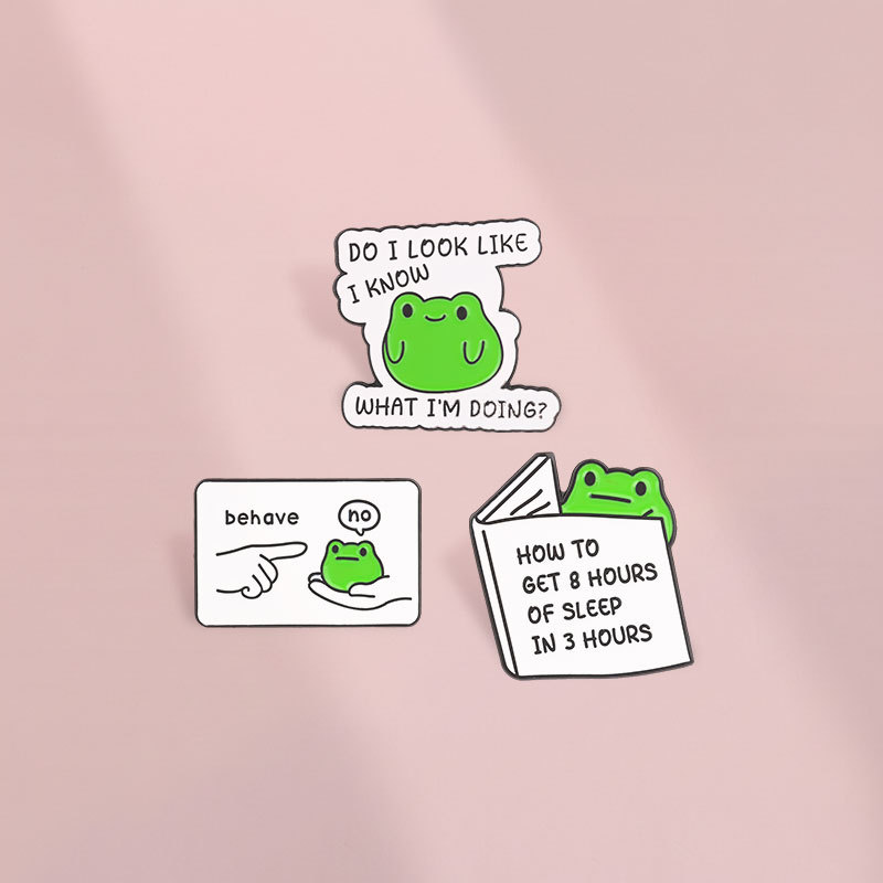 ตลก Sarcastic กบเคลือบเข็มกลัดชุดน่ารัก Meme อ้าง Lapel Pin สําหรับกระเป๋าเป้สะพายหลังเสื้อผ้าอุปกรณ์เสริมของขวัญสําหรับคนรักกบ