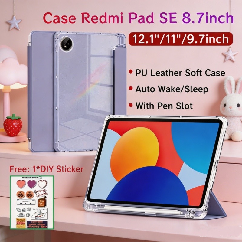 ปลอก Redmi Pad SE 8.7 นิ้ว / Redmi Pad 2 9.7 นิ้ว / Redmi 2 Pro / Redmi Pad 2 11 นิ้วพร้อมช่องเสียบปากกา Auto Wake Sleep ปลอกป้องกันแม่เหล็กโปร่งใส