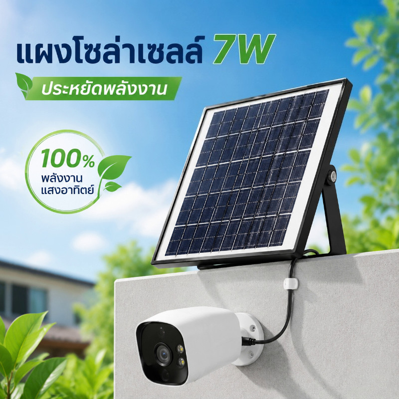 NEW แผงโซล่าเซลล์ 7W สายชาร์จType-C สายยาว1.4M แผงโซล่าขนาดใหญ่ กล้องวงจรปิด ใช้งานได้ตลอดทั้งปี