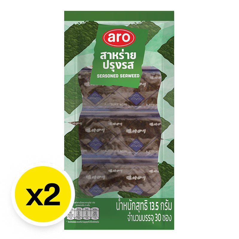 เอโร่ สาหร่ายปรุงรสญี่ปุ่น 13.5 ก. 30 ซอง x 2 (ARO Seasoned Seaweed 13.5 g 30 sachets x 2)