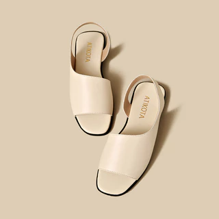 ผู้หญิงรองเท้าแตะแบนสแควร์ Toe กว้างสายคล้องคอข้อเท้า Anti Slip Soft Sole Casual Daily Office Commute Minimalist อินเทรนด์รองเท้า