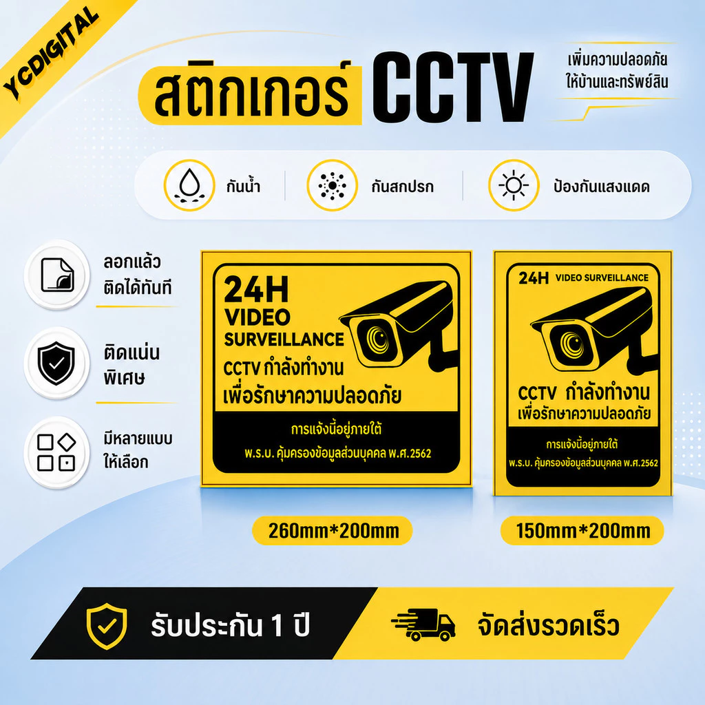 สติกเกอร์กล้องวงจรปิด CCTV 24 ชม. 3M