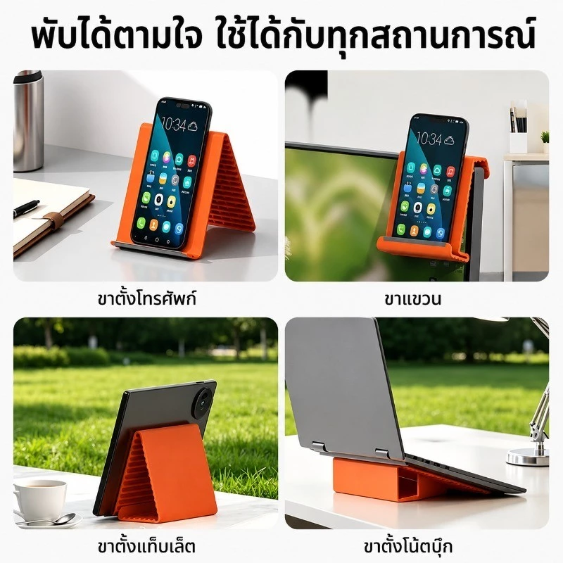 ขาตั้งมือถือพับได้ ซิลิโคนปรับมุมได้ สำหรับโทรศัพท์และ iPad thumbnail 5