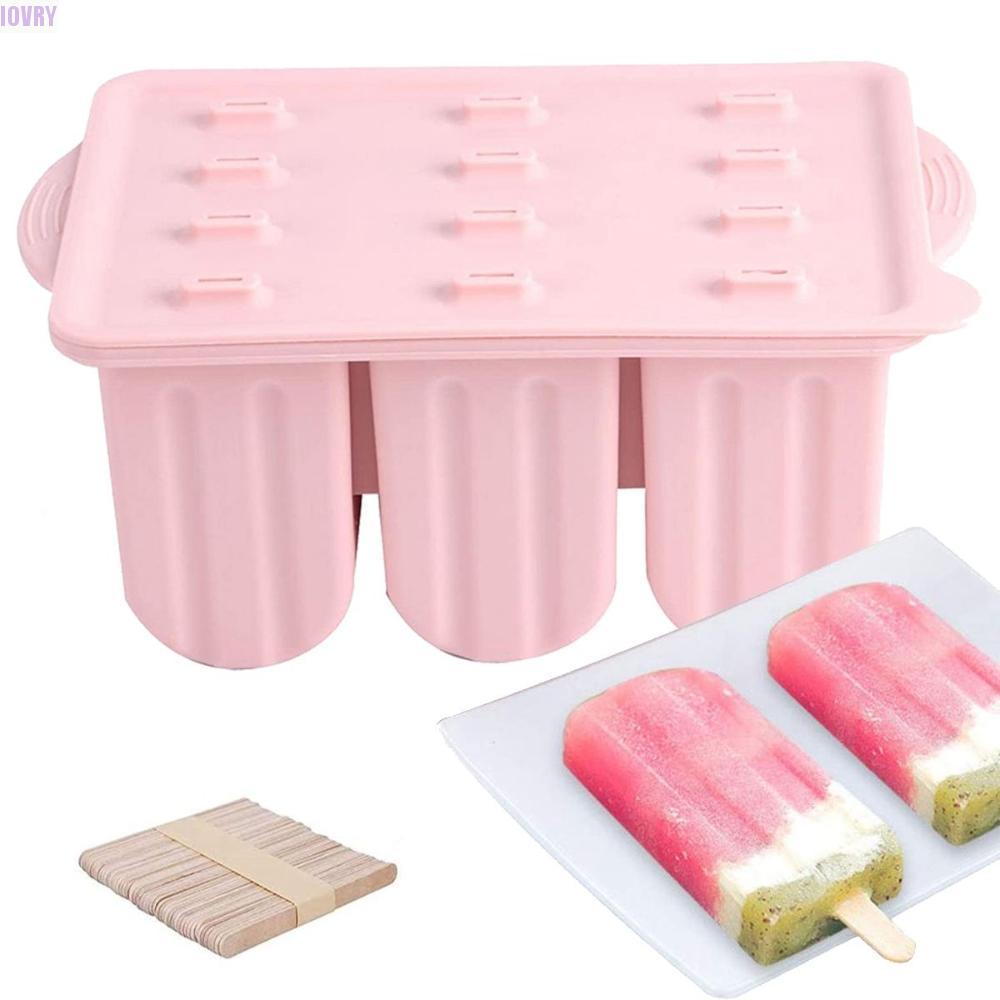 แม่พิมพ์ไอติม IVORY ครัวแช่แข็ง DIY พร้อมแท่ง 50 ชิ้น 12 ฟันผุ ไอศกรีมโฮมเมด Mould