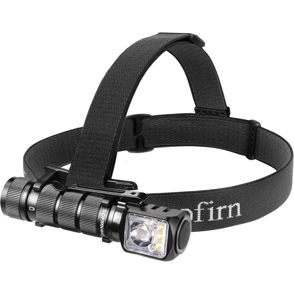 ไฟหน้าแบบชาร์จไฟได้พร้อมไฟสีแดง - Sofirn HS42 ไฟหน้าคลิปคู่, 2100 Lumens ไฟหน้า Super Bright, ไฟฉาย 