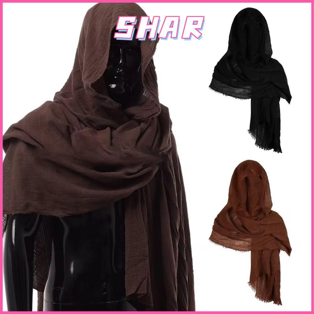 SHAR Mens Medieval Pirate Retro Hood, Lightweight Wrap Cloak, Black/Brown Halloween DIY ชุดคอสเพลย์