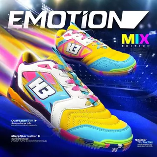 รองเท้าฟุตซอล รุ่นใหม่ H3 EMOTION Futsal Shoe ความนุ่ม เด้ง ซัพแรงกระแทก เพิ่มการยึดเกาะในสนาม SIZE:35-45 (พร้อมส่ง)