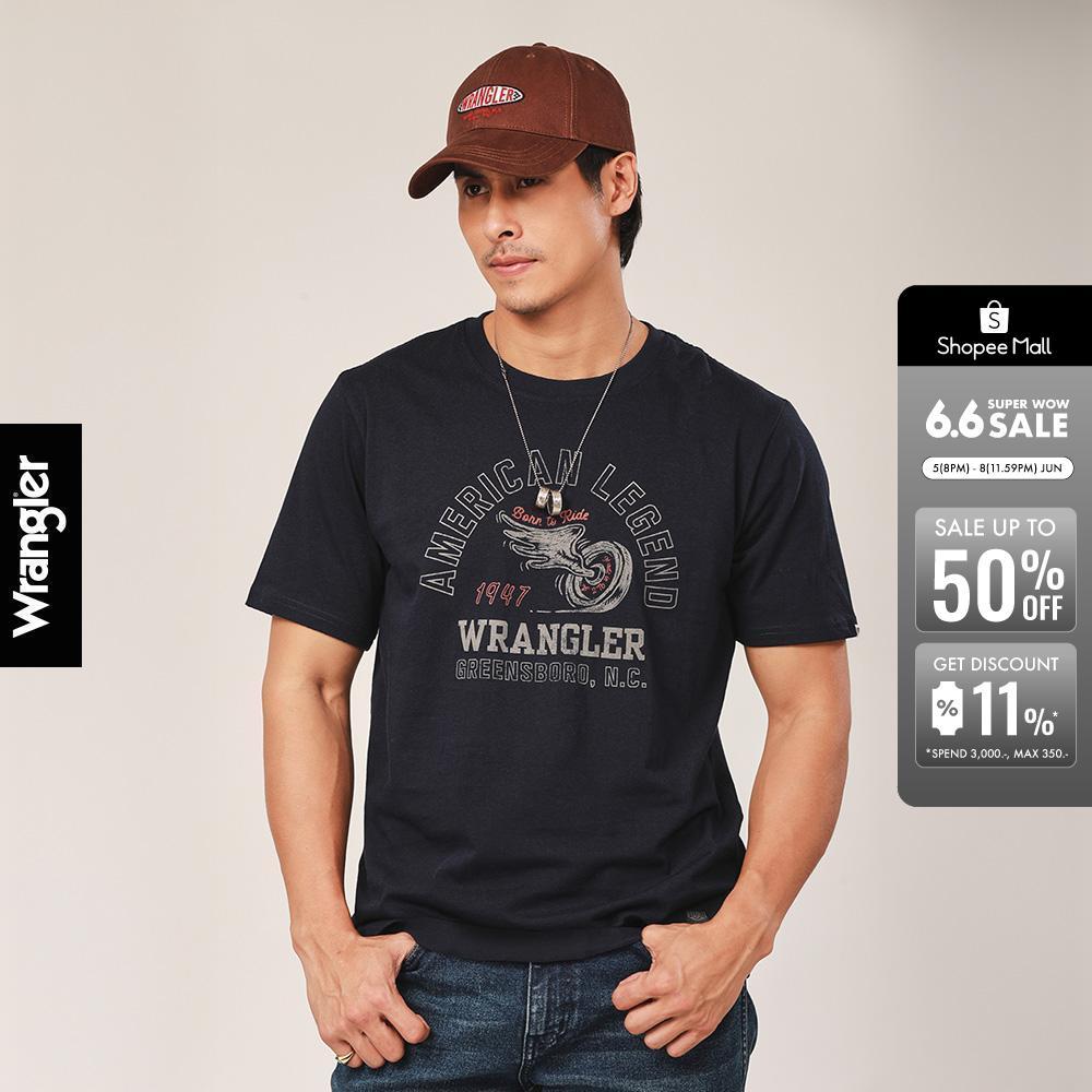 WRANGLER เสื้อยืดแขนสั้นผู้ชาย คอลเลคชั่น Biker Look รุ่น WR F425MTSSN25 สีกรมท่า