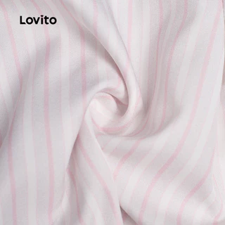 (KOL's pick) Lovito เสื้อเบลาส์สีชมพูอ่อนลายพลีตสําหรับฤดูใบไม้ผลิ/ฤดูร้อน สไตล์ลําลอง เกาหลี อินเทรนด์ LK6AD124