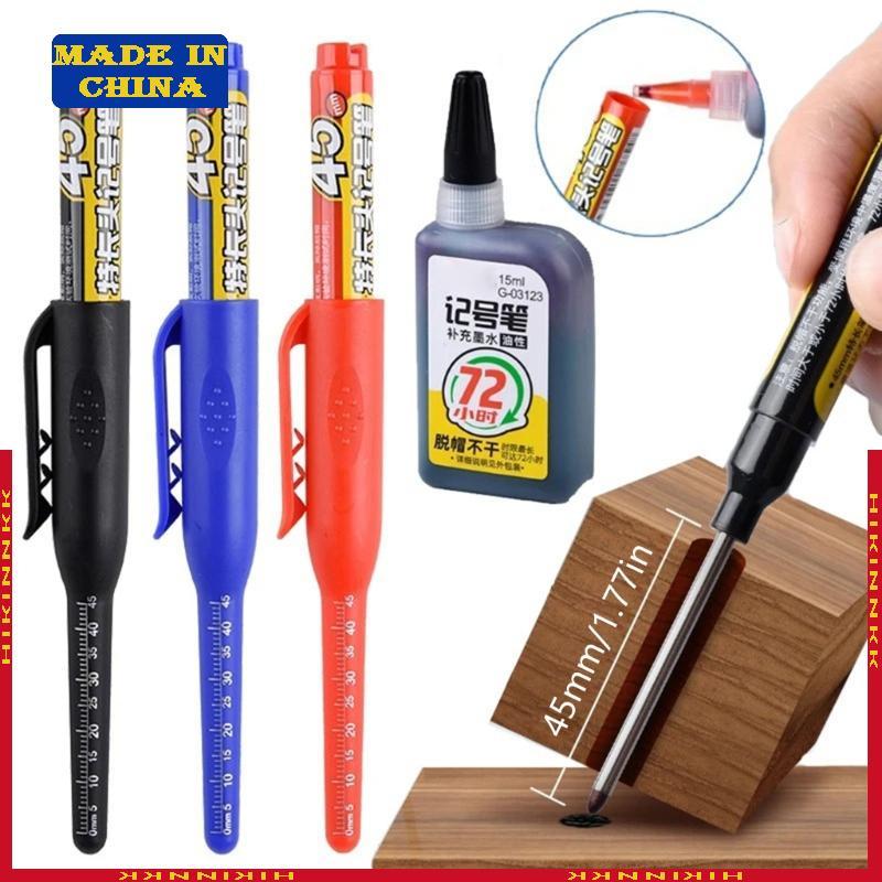 HIK 2 ชิ้น 45 มิลลิเมตรเครื่องหมายปลายยาวพร้อมหมึกเติมสําหรับงานไม้โครงการก่อสร้าง