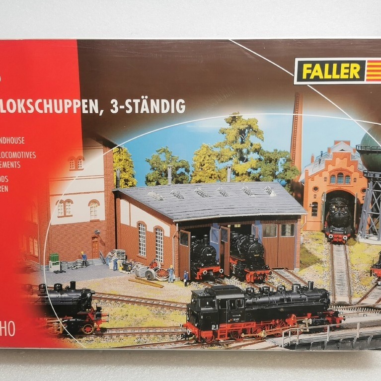 โมเดลอาคาร FALLER 120176 ถึง ขนาดโกดังหัวรถจักรรูปพัดลม: โมเดลอาคาร 340x 420X 129 มม. พร้อมการแยกสีเ