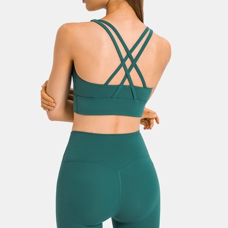เสื้อใน sport bra DQ 002 สีส่วนลดกีฬา Bra ผู้หญิงสวยกลับ Brushed Nude Feel High-Intensity กันกระแทก 
