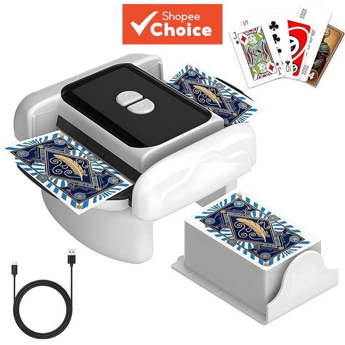 การ์ดอัตโนมัติ Shuffler 1/2 Deck, โหมด Shuffling คลิกเดียว, เครื่อง Shuffle แบบชาร์จไฟได้, เครื่องไพ่ไฟฟ้าสําหรับโป๊กเกอร์, UNO, Blackjack, Skip-Bo