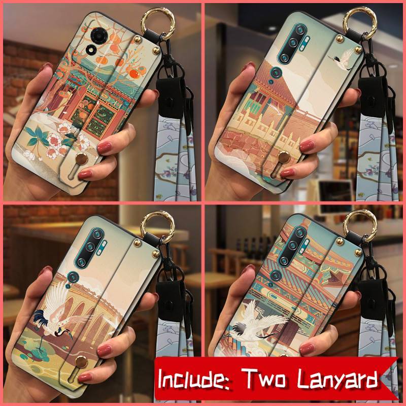 TCL ป้องกันฝุ่นสไตล์จีนเคสโทรศัพท์สําหรับTCL 501/T433Dสายรัดข้อมือซิลิโคนที่วางโทรศัพท์แหวนกันน้ําป้