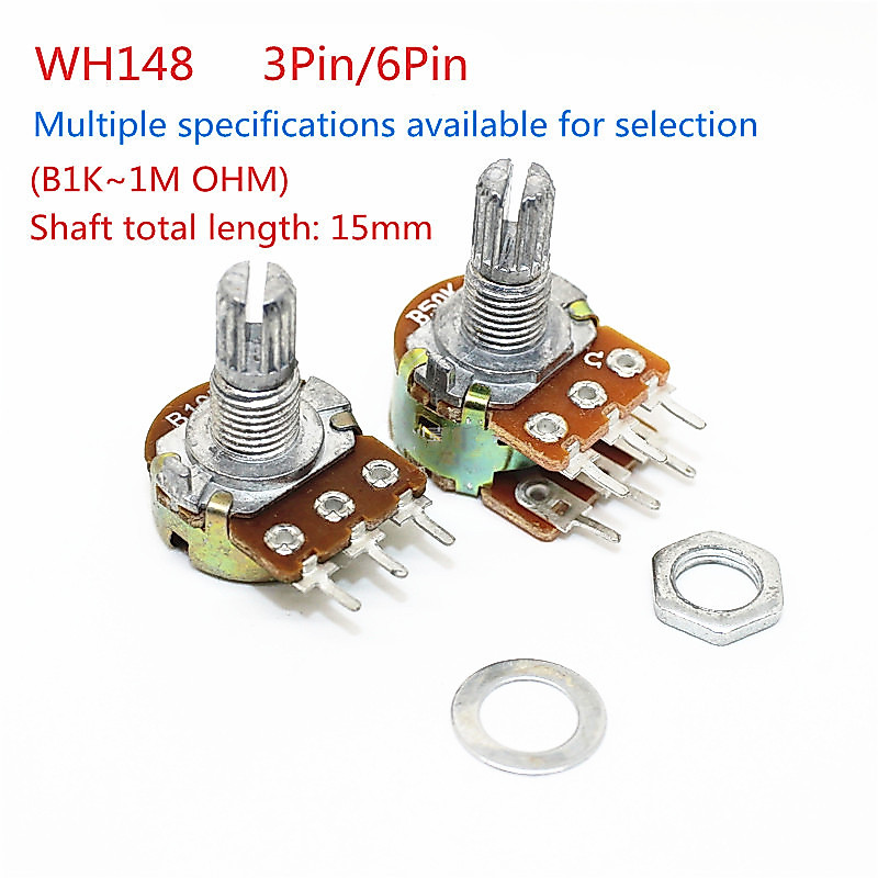 เครื่องขยายเสียง potentiometer 3 สเตอริโอ 6 ขา WH148 B1K B2K B5K B10K B20K B50K B100K B250K B500K B1