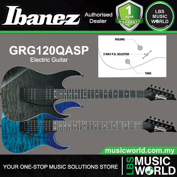 Ibanez GRG120QASP Poplar Body กีตาร์ไฟฟ้า HH Pickup พร้อม Tremolo (GRG120 QASP)