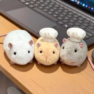 COD ตุ๊กตานุ่มฟู หนูแฮมสเตอร์จำลอง หนูสวมหมวกเชฟ ตุ๊กตาปลอบประโลม ของเล่นบีบคลายเครียด คลายเครียด น่ารัก ของขวัญ