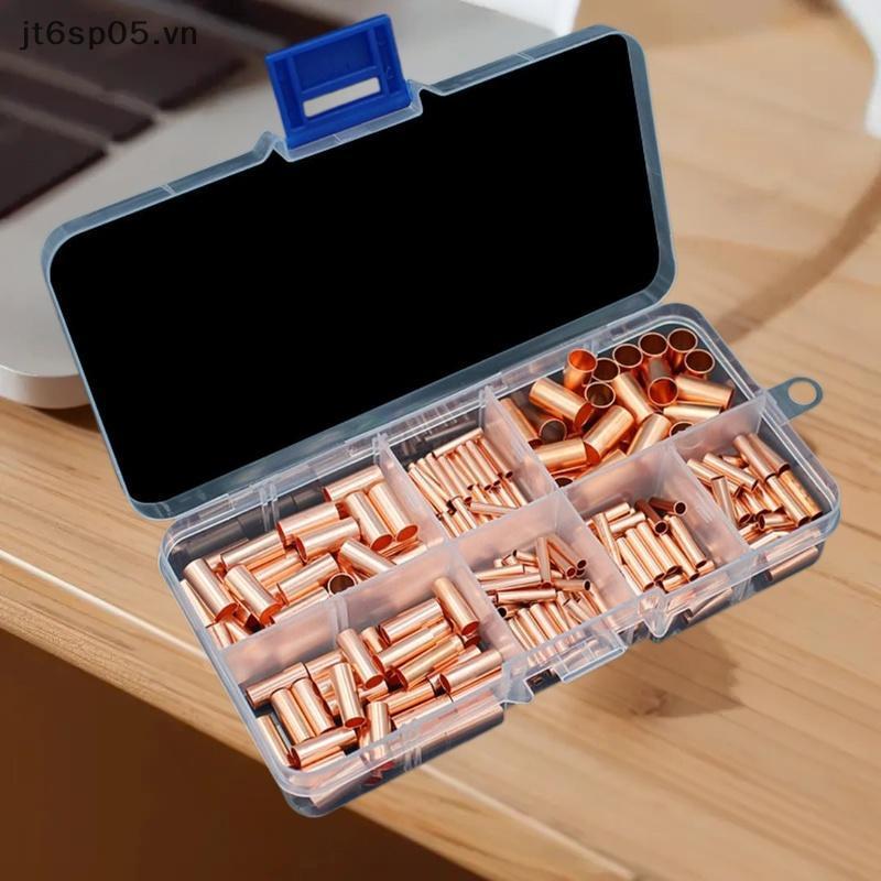 [JTS] 125/250/414/578 ชิ้น Non ฉนวนไฟฟ้า Butt Terminal Assortment Kit Wire Ferrules ชุด 7 ขนาดทองแดง