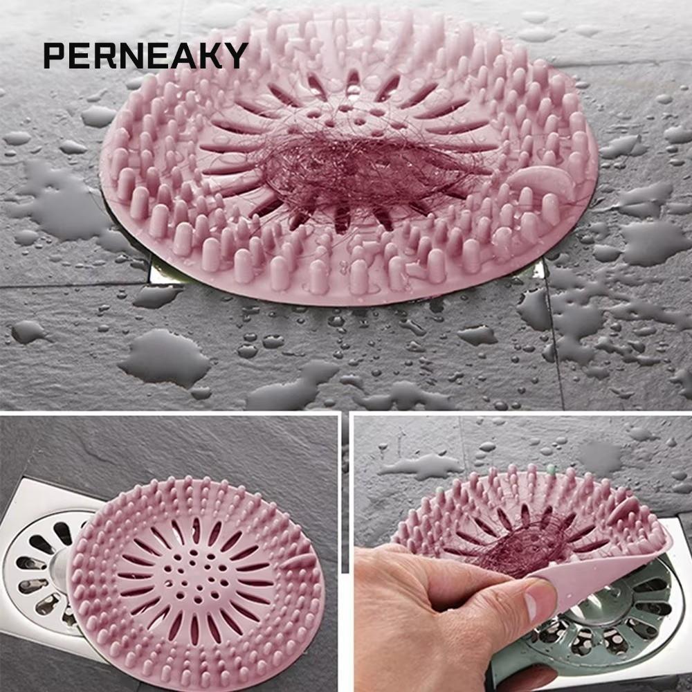 PERNEAKY อ่างล้างจานท่อระบายน้ํากรอง,ทําความสะอาดง่ายรอบผม Catcher Shower Drain Protector Anti Clogging ซิลิโคนท่อระบายน้ําชั้นฝาครอบครัวเครื่องมือ