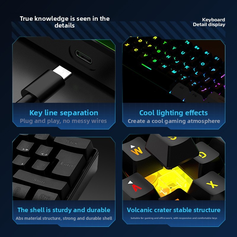 61-Key Game Luminous Keyboard Business Office Mechanical Feel คีย์บอร์ดคอมพิวเตอร์พกพา RGB