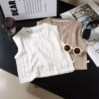 เสื้อกั๊กเด็กไหมพรม แขนกุด ลายถักโปร่ง สไตล์เกาหลี ใส่ได้ทุกฤดู🕊️สินค้าพร้อมส่ง🕊️