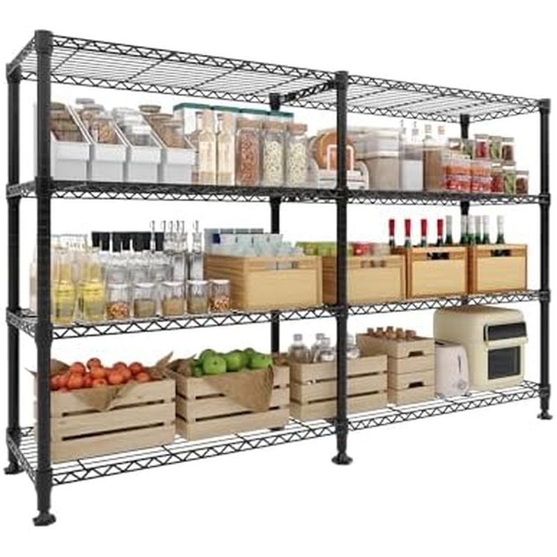 4 ชั้นชั้นวางของ 73 "H Heavy Duty โลหะเก็บมุมล้อ, 2640LBS โหลดลวด Shelving Rack ชั้นวางโรงรถสําหรับ 