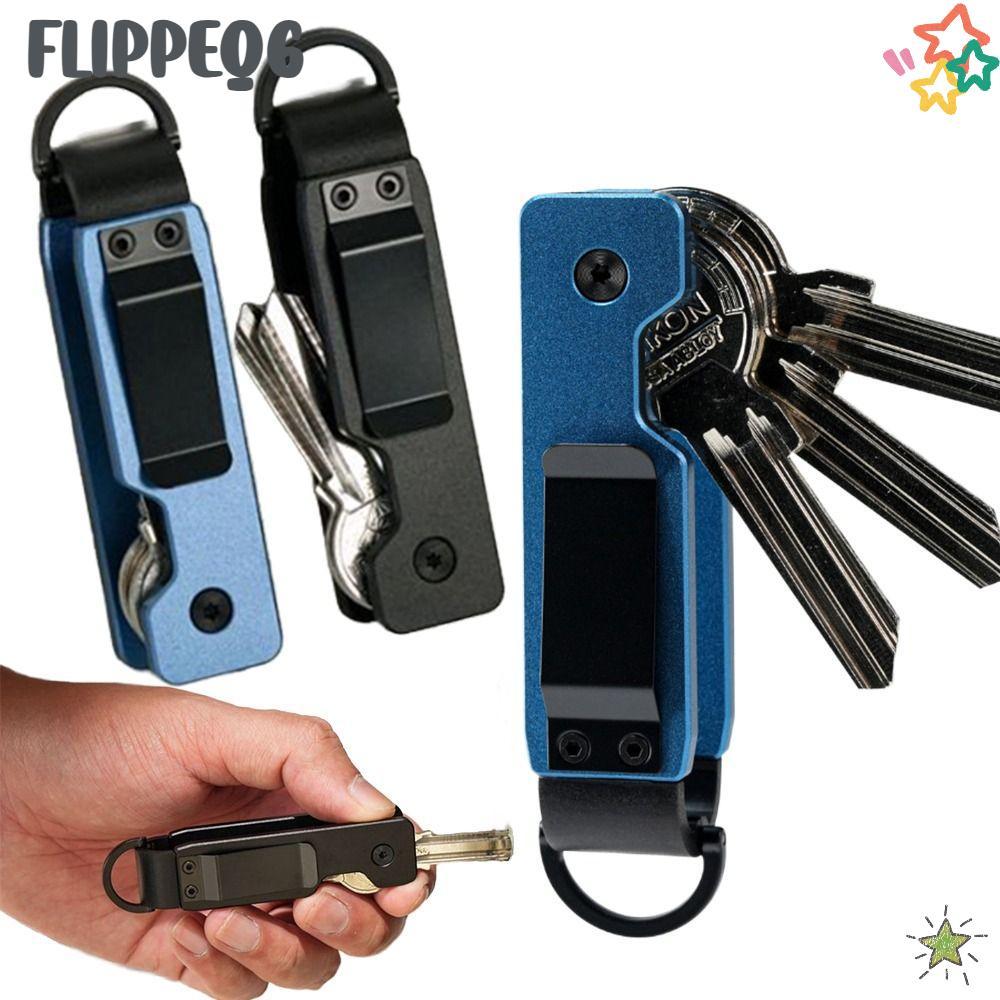 FLIPPEQ6 Key Holder, Metal Compact Key Organizer, Smart Hold 2-5 Keys Minimalist Keys Fob Outdoor